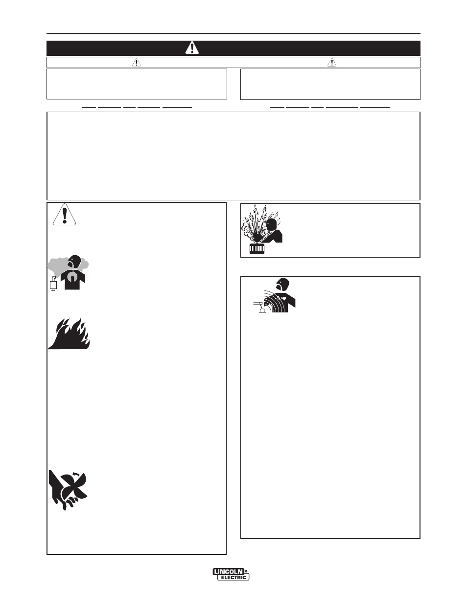 Warning, Safety, For engine powered equipment | Electric and magnetic fields may be dangerous | Lincoln Electric IM732 INVERTEC V350-PRO (CE) User Manual | Page 2 / 36