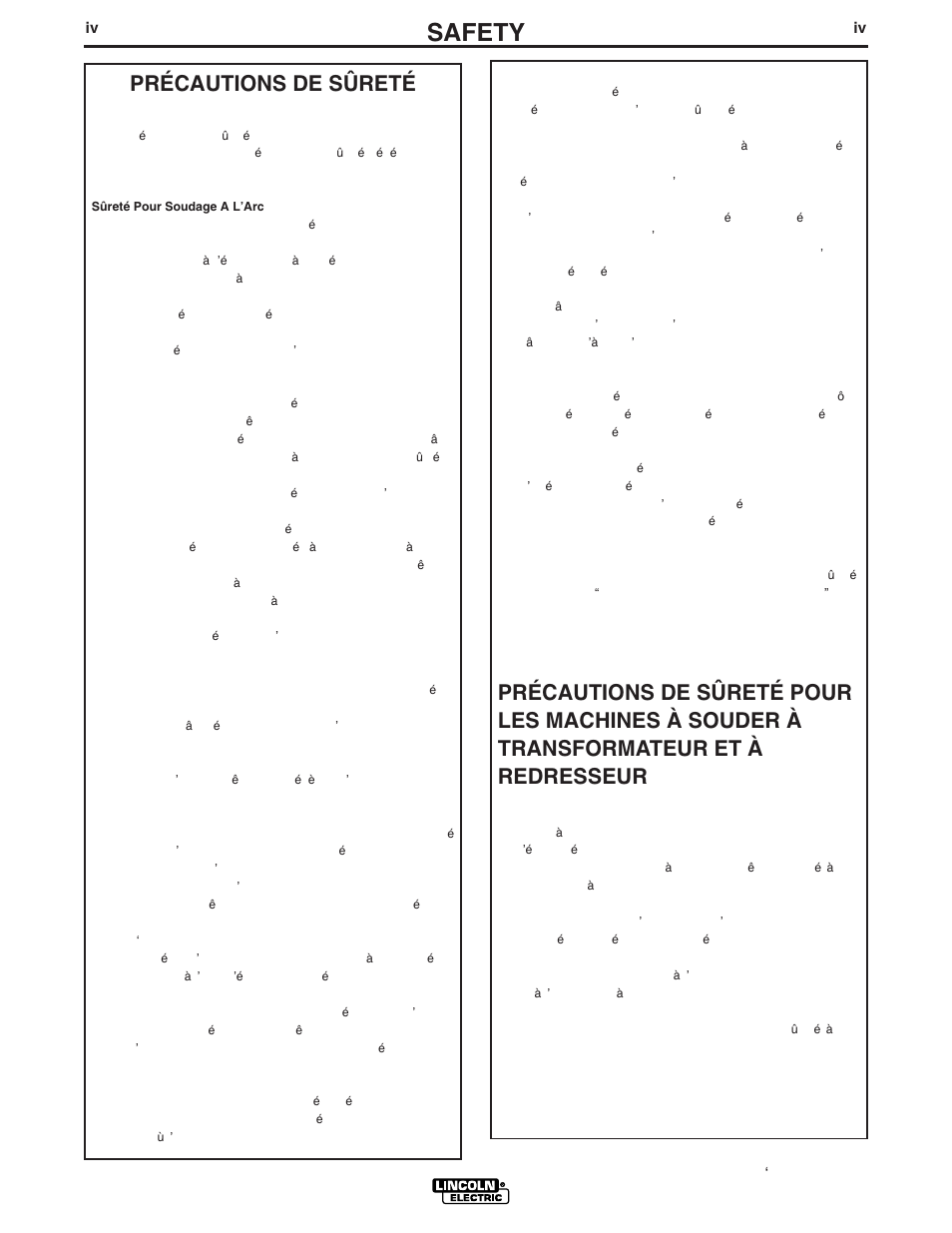 Safety, Précautions de sûreté | Lincoln Electric IM743 INVERTEC V350-PIPE User Manual | Page 5 / 36