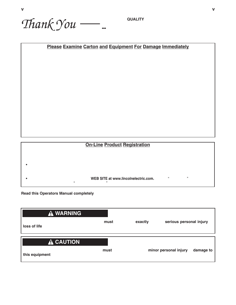 Warning, Caution | Lincoln Electric IM743 INVERTEC V350-PIPE User Manual | Page 6 / 36