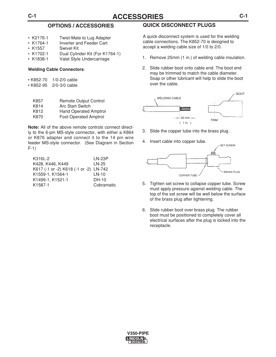 Accessories | Lincoln Electric IM757 INVERTEC V350-PIPE User Manual | Page 15 / 32