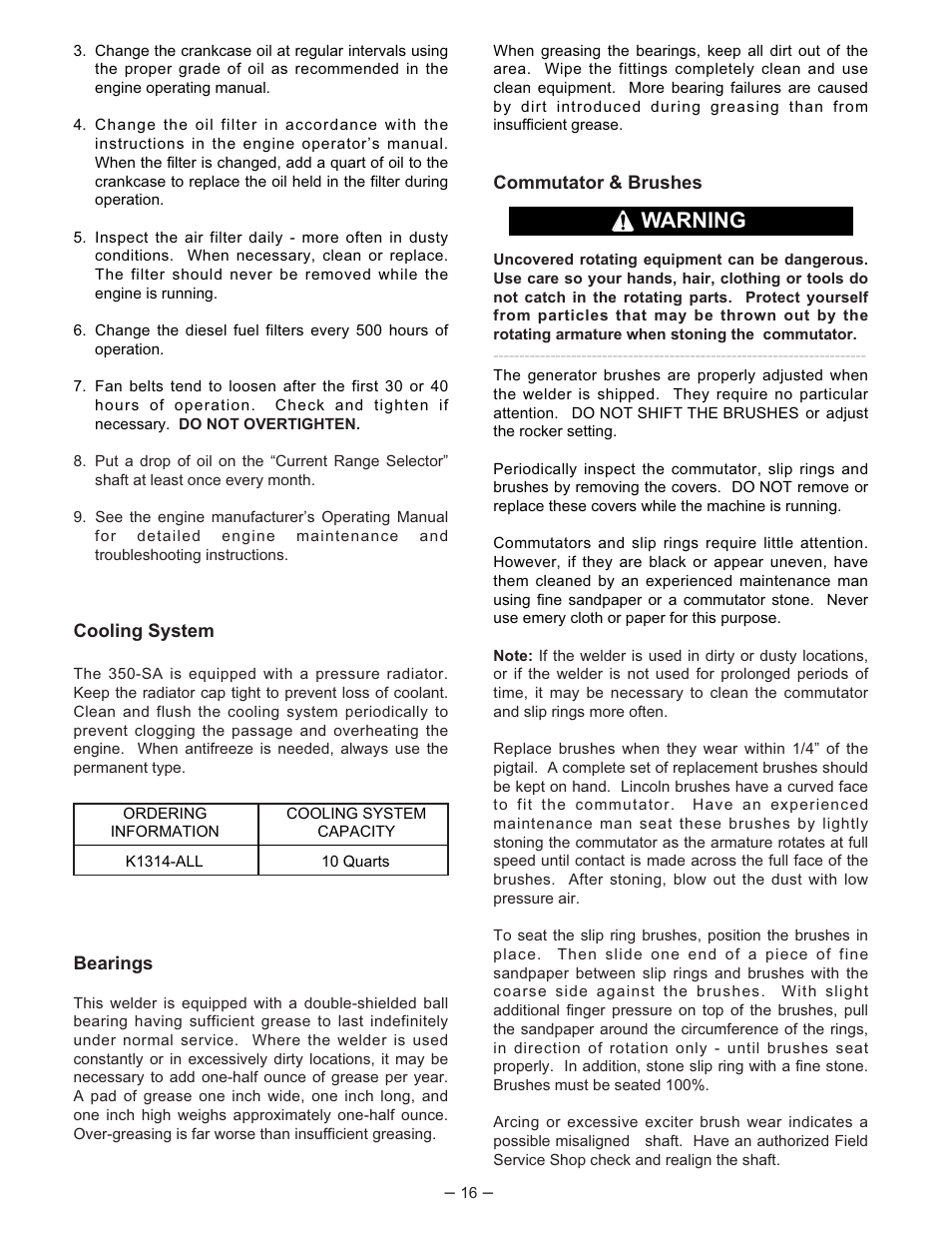 Warning | Lincoln Electric IM519 350-SA PERKINS User Manual | Page 17 / 27