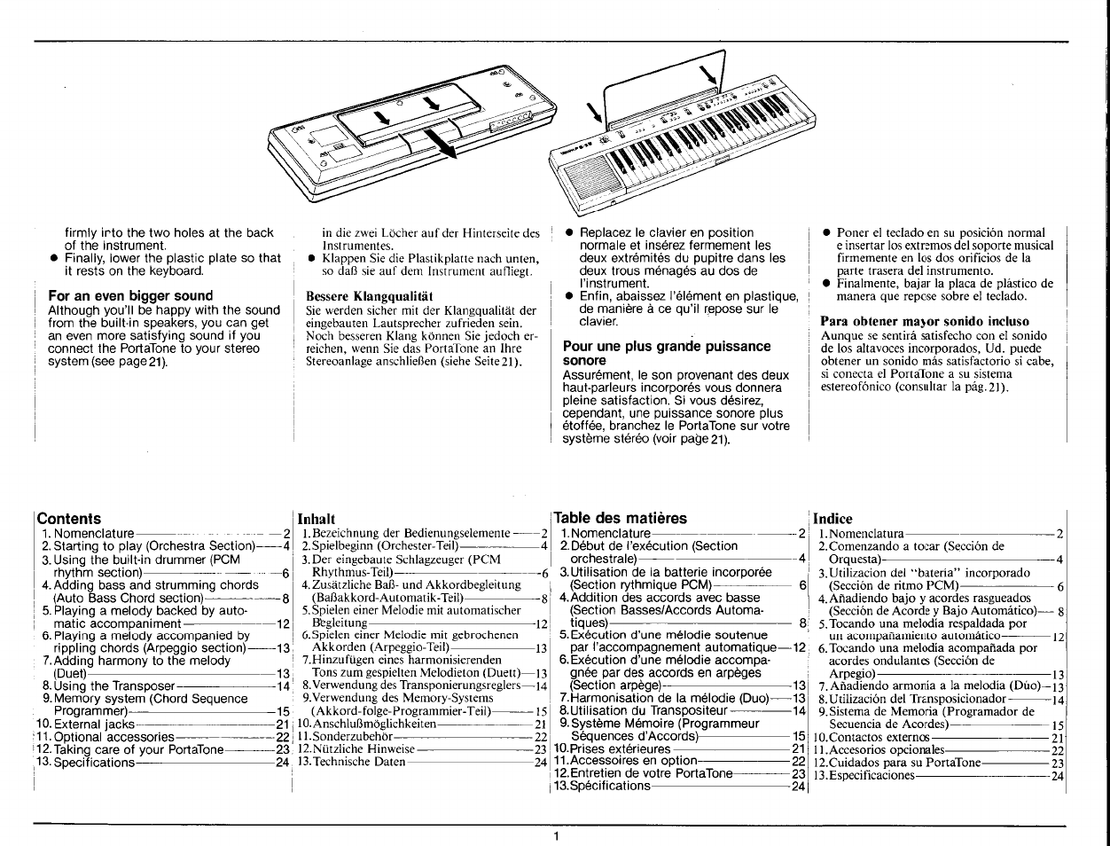 Bessere klangqualität, Para obtener mayor sonido incluso | Yamaha PS-25 User Manual | Page 3 / 28