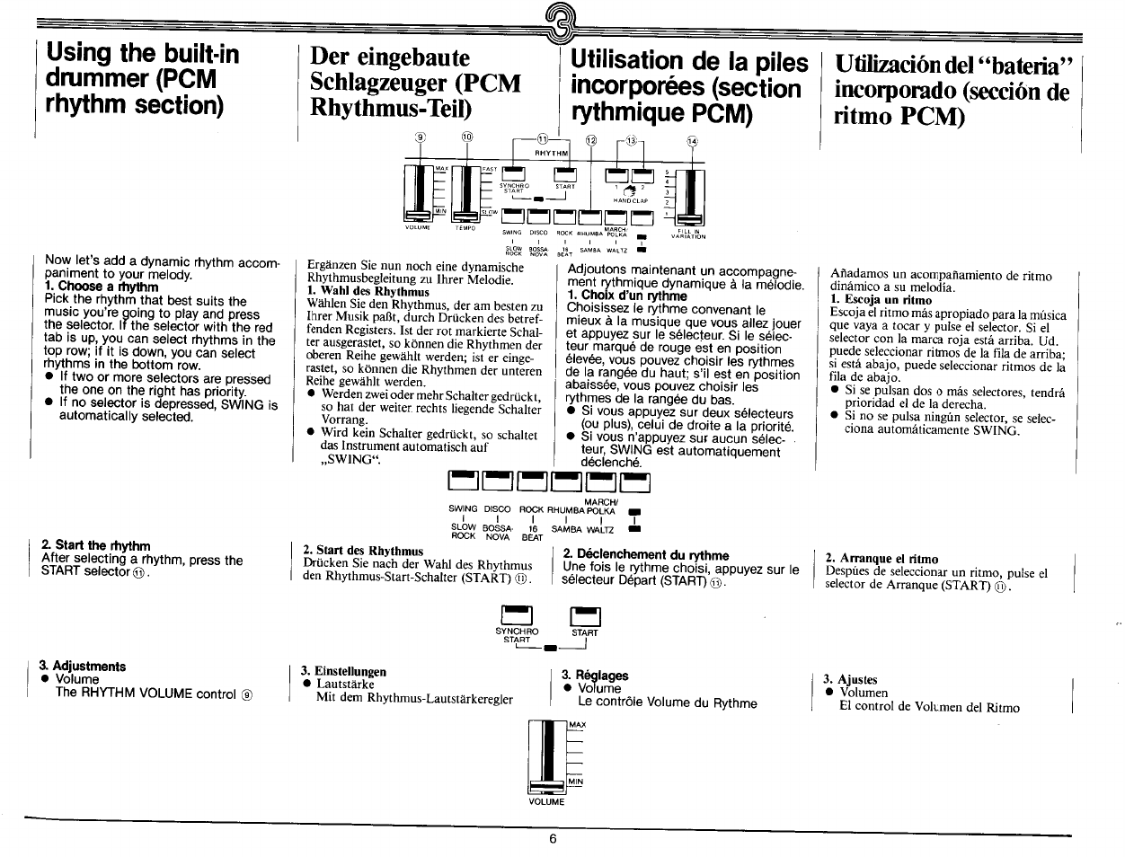 Der eingebaute schlagzeuger (pcm rhythmus-teil) | Yamaha PS-25 User Manual | Page 8 / 28