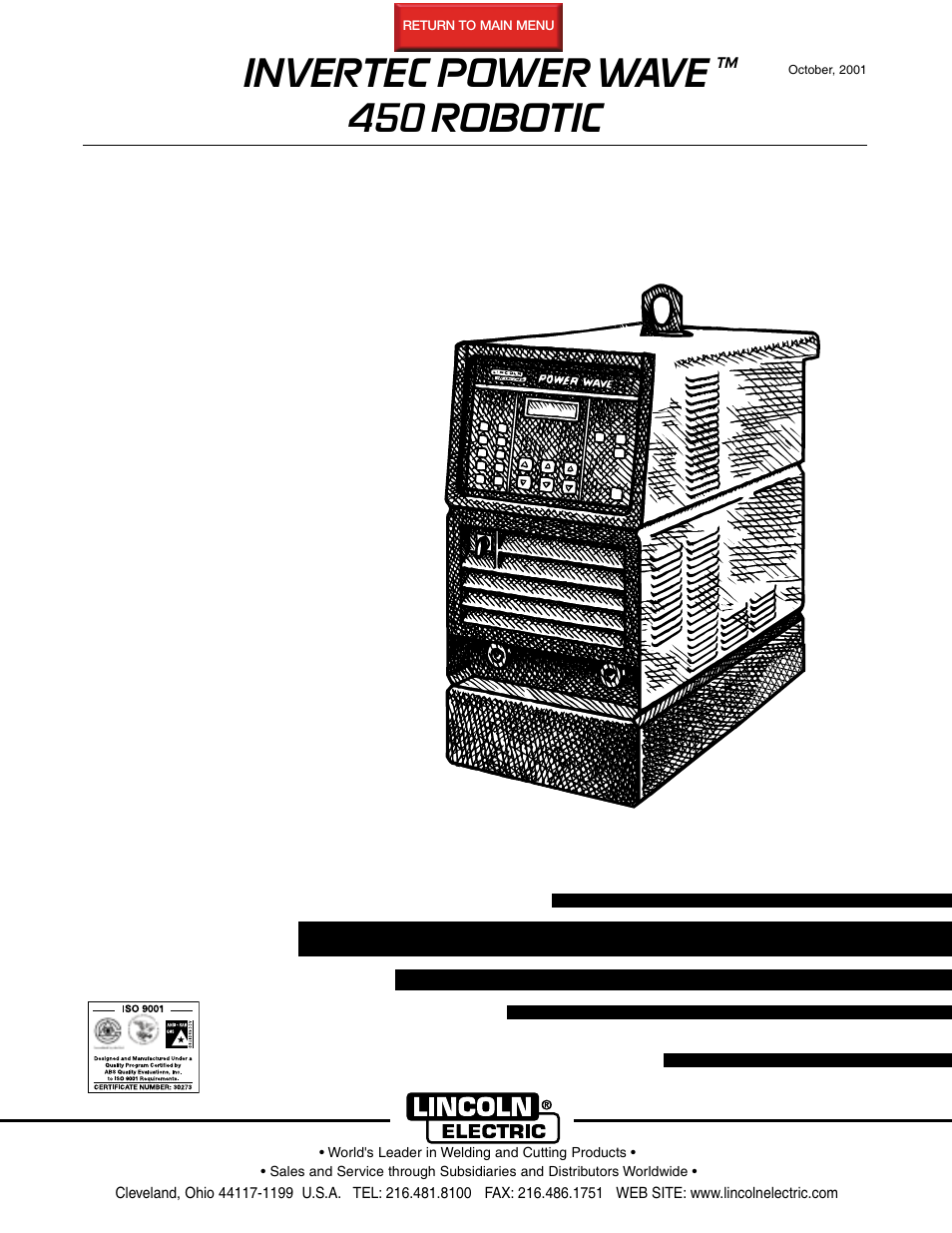 Lincoln Electric IM542 INVERTEC POWER WAVE 450 ROBOTIC User Manual | 68 pages