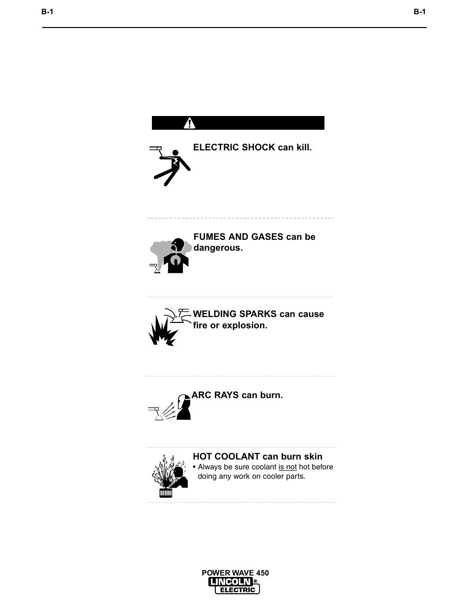 Operation, Operating instructions, Safety instructions | Warning | Lincoln Electric IM542 INVERTEC POWER WAVE 450 ROBOTIC User Manual | Page 17 / 68