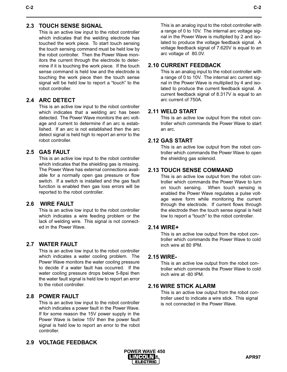 Robotic interface | Lincoln Electric IM542 INVERTEC POWER WAVE 450 ROBOTIC User Manual | Page 36 / 68