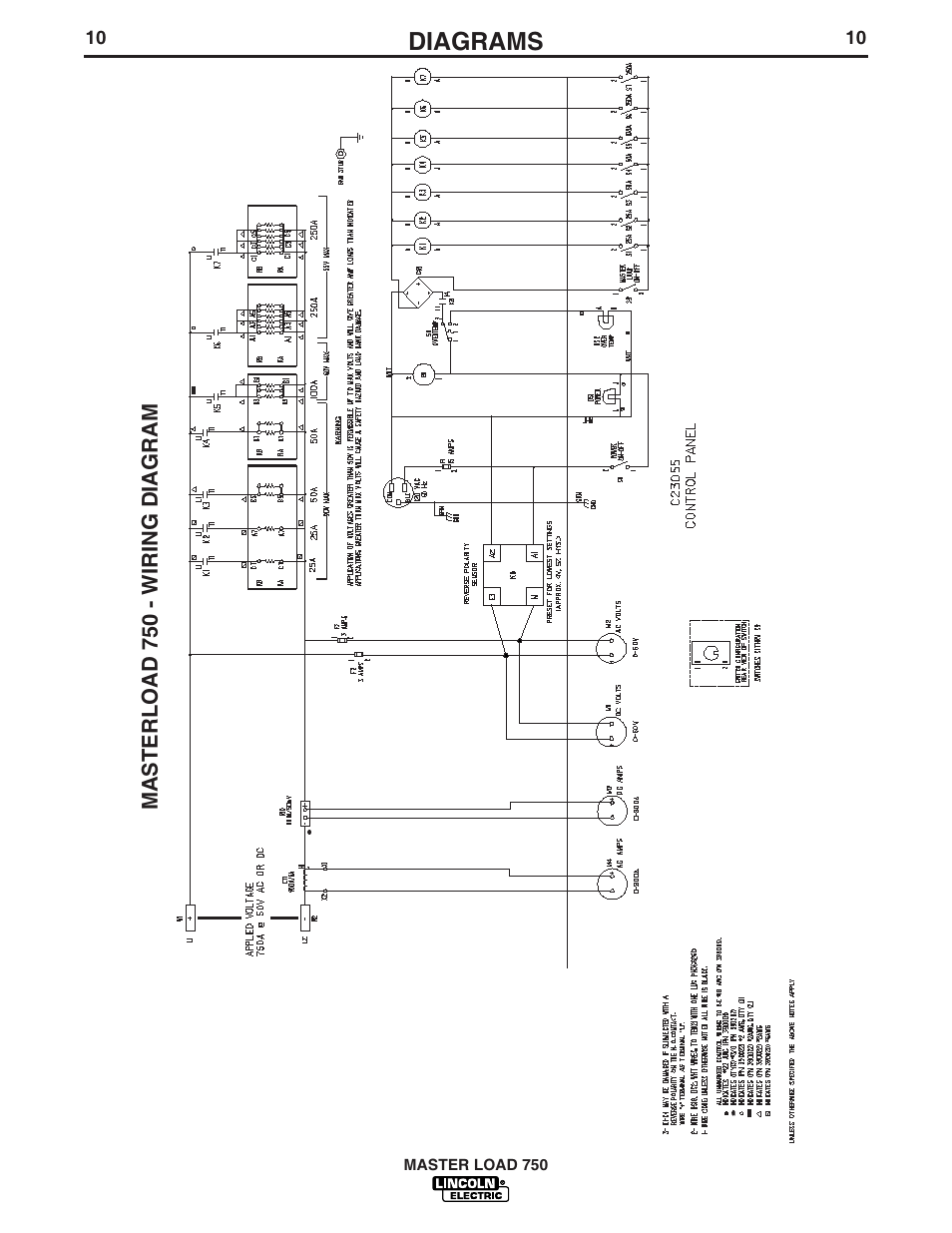 Diagrams, Masterload 750 - wiring diagram | Lincoln Electric IM575 MASTER LOAD 750 User Manual | Page 18 / 28