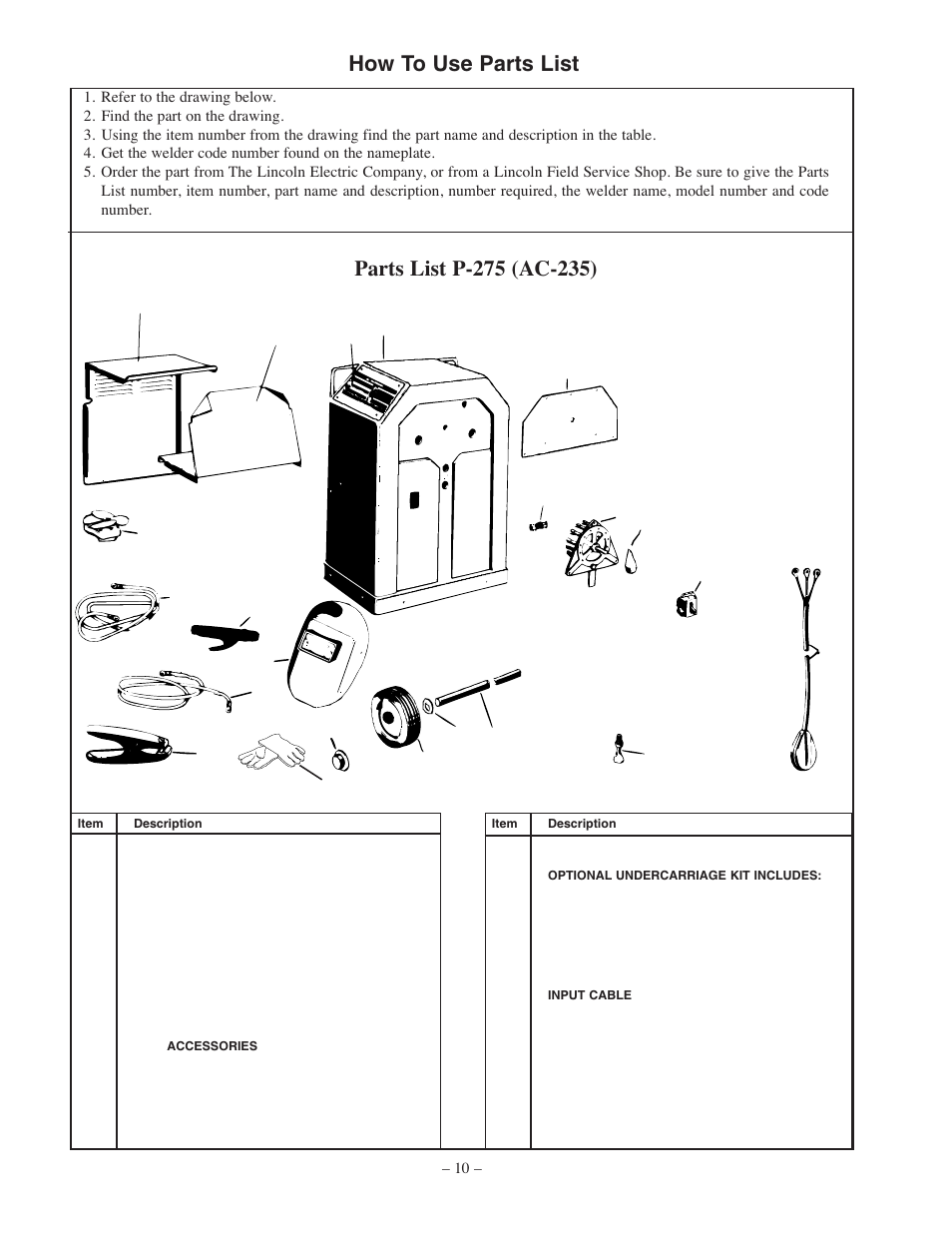 How to use parts list | Lincoln Electric IM556 AC-235 User Manual | Page 10 / 28