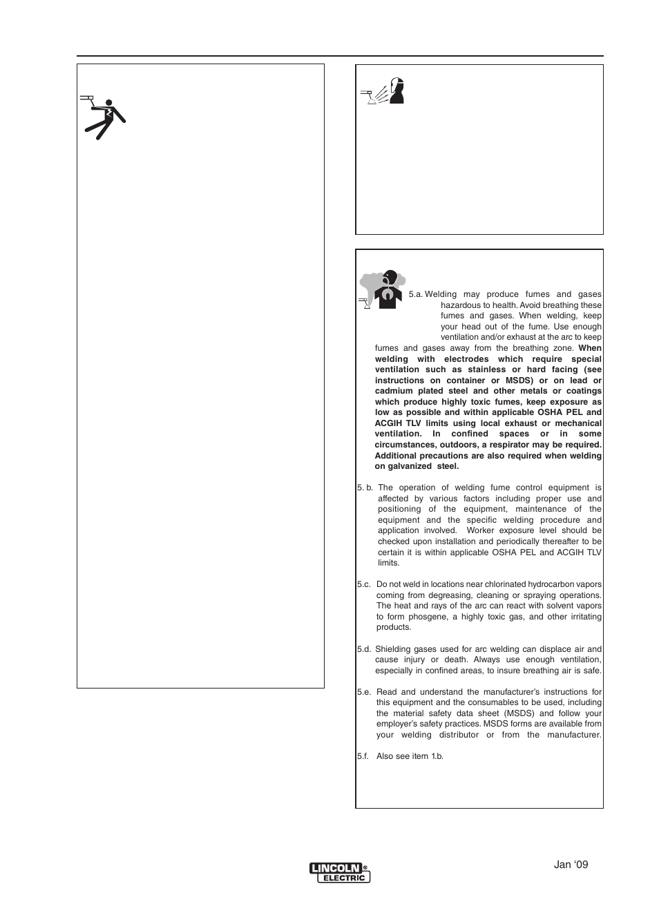 Electric shock can kill, Fumes and gases can be dangerous, Arc rays can burn | Safety | Lincoln Electric IM826 AIR VANTAGE 500 CUMMINS User Manual | Page 3 / 51