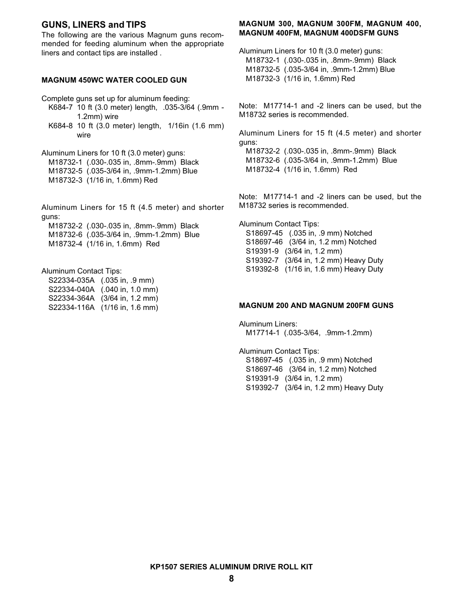 Lincoln Electric IM614 Aluminum Drive Roll Kits User Manual | Page 8 / 8