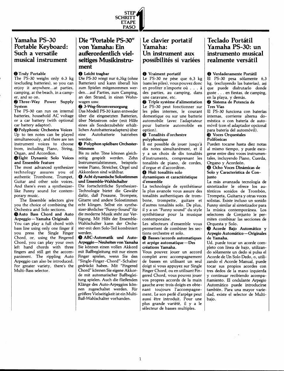 Yamaha PS-30 User Manual | Page 3 / 24