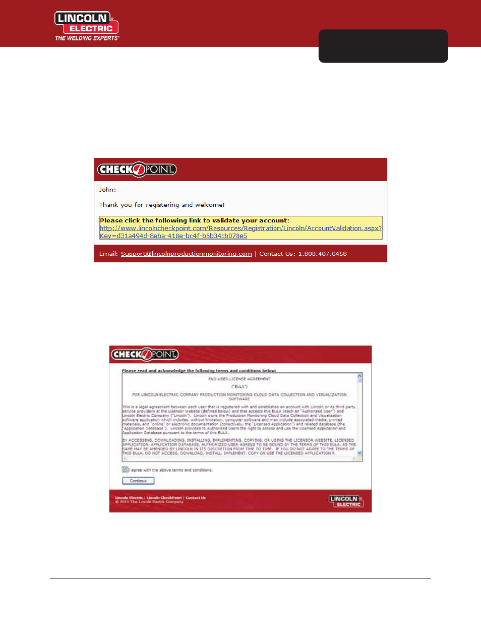 Chapter 5 your checkpoint™ user account, Finalize user registration | Lincoln Electric IM8000 CHECKPOINT User Manual | Page 71 / 176