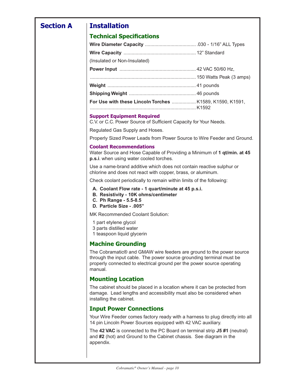 Lincoln Electric IM712 Cobramatic K1589, K1590, K1591, K1592 User Manual | Page 10 / 41