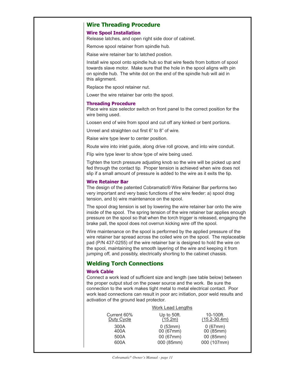 Lincoln Electric IM712 Cobramatic K1589, K1590, K1591, K1592 User Manual | Page 11 / 41