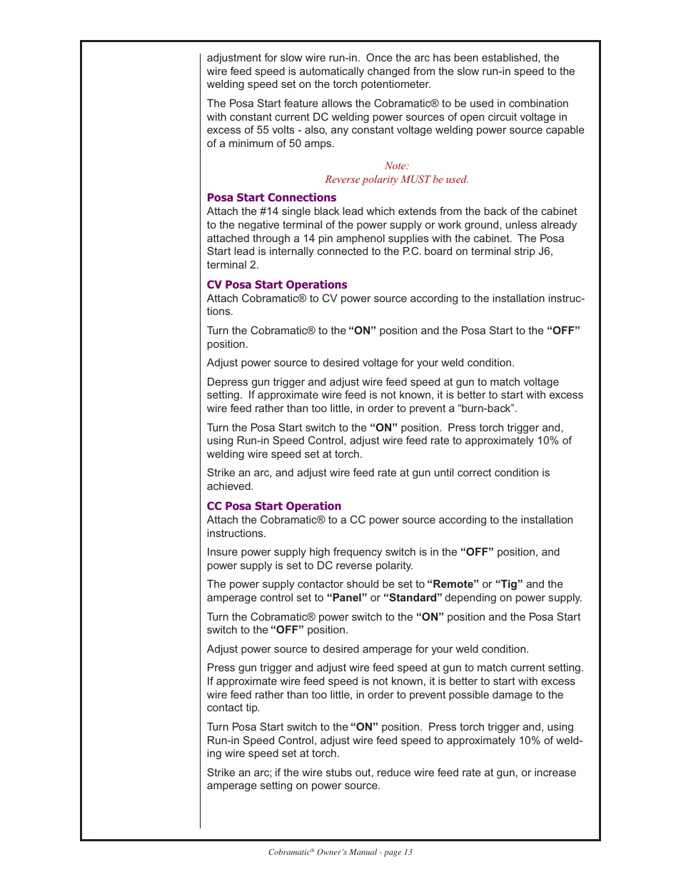 Lincoln Electric IM712 Cobramatic K1589, K1590, K1591, K1592 User Manual | Page 13 / 41