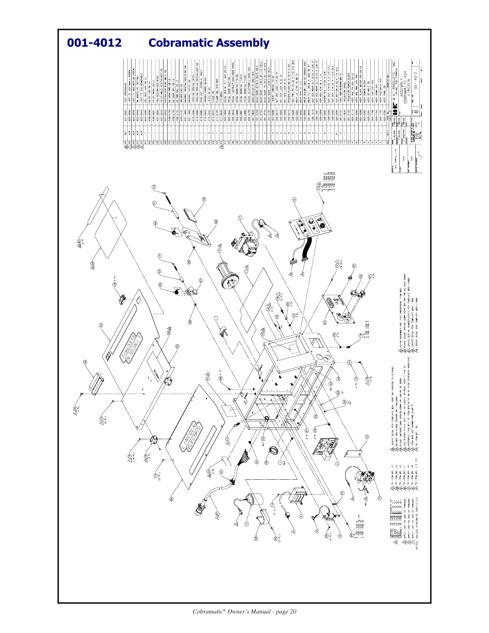 4012 cobramatic assembly | Lincoln Electric IM712 Cobramatic K1589, K1590, K1591, K1592 User Manual | Page 20 / 41