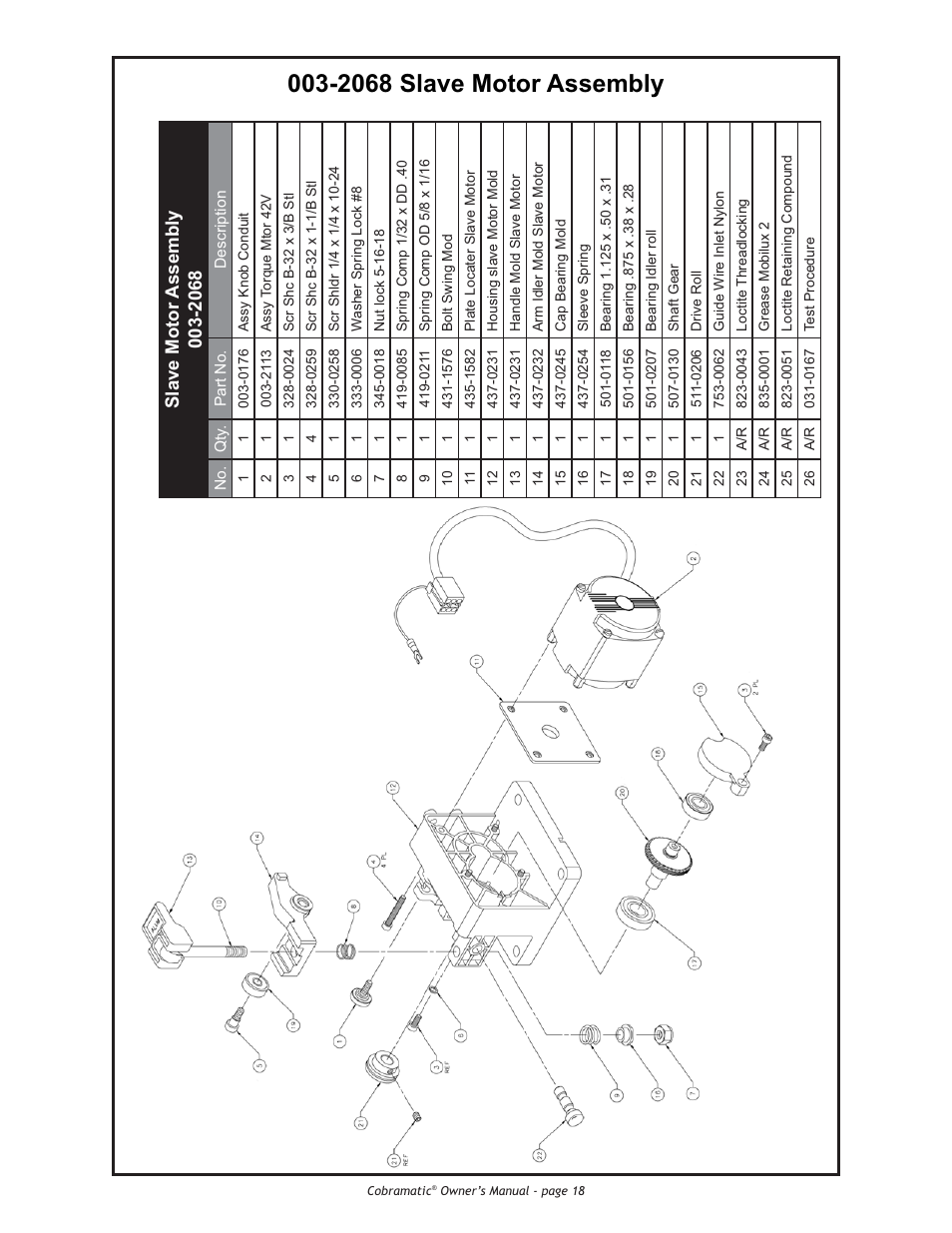 2068 slave motor assembly | Lincoln Electric IM775 Cobramatic K2259-1 User Manual | Page 28 / 44