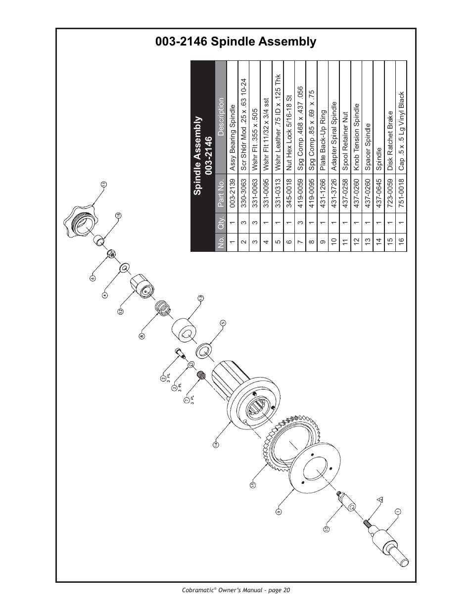 2146 spindle assembly | Lincoln Electric IM775 Cobramatic K2259-1 User Manual | Page 30 / 44