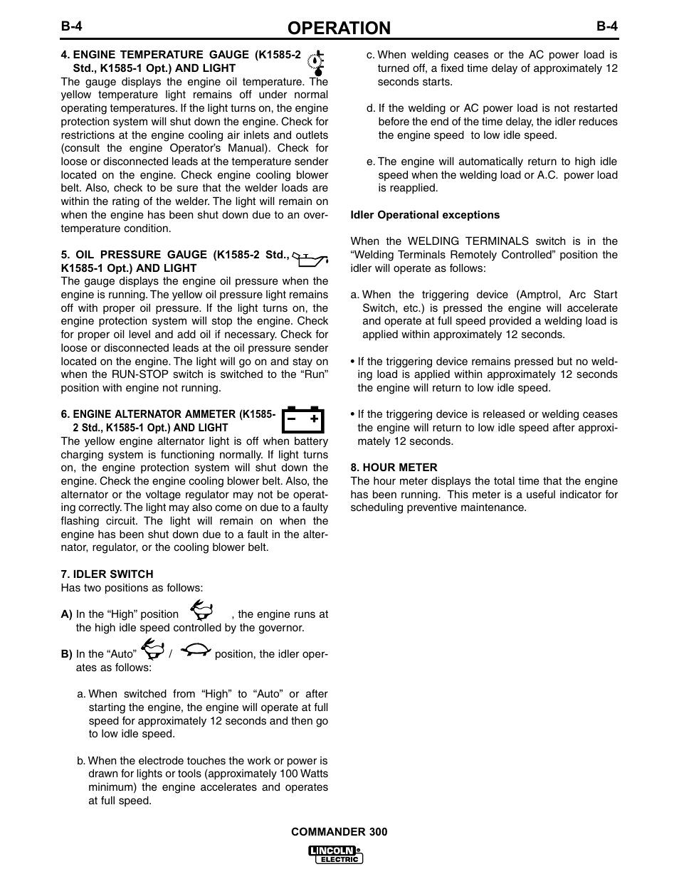 Operation | Lincoln Electric IM601 Commander 300 User Manual | Page 21 / 58