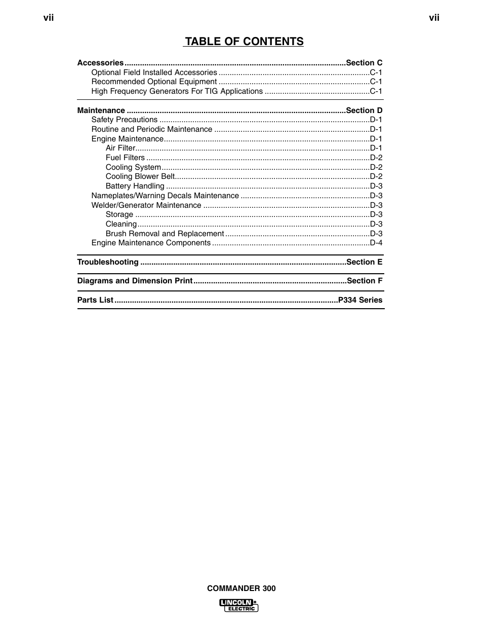 Lincoln Electric IM601 Commander 300 User Manual | Page 8 / 58