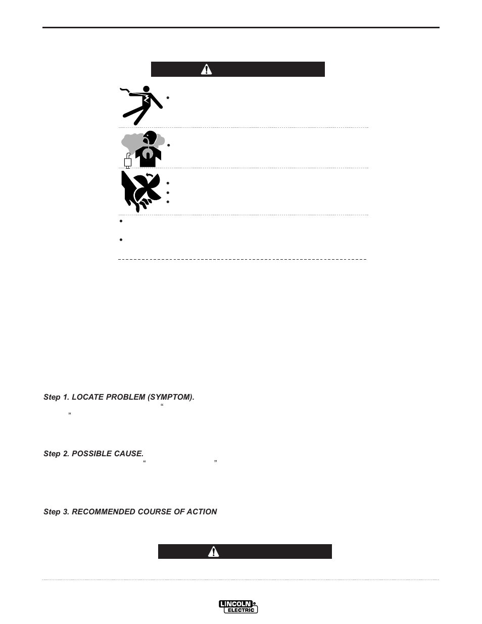 Troubleshooting, Caution, How to use troubleshooting guide | Warning | Lincoln Electric IM700 Commander 300 User Manual | Page 35 / 60