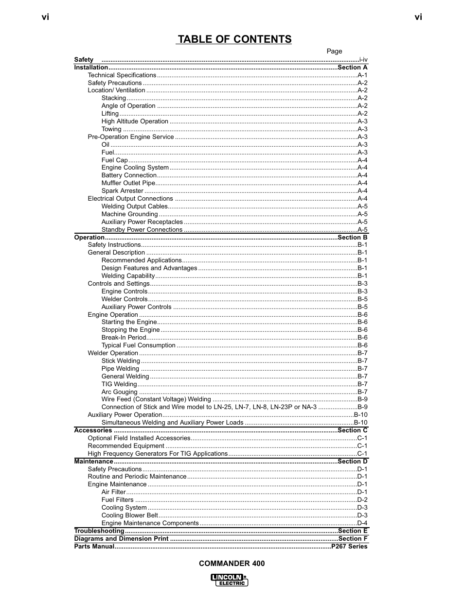 Lincoln Electric IM544 Commander 400 User Manual | Page 7 / 48