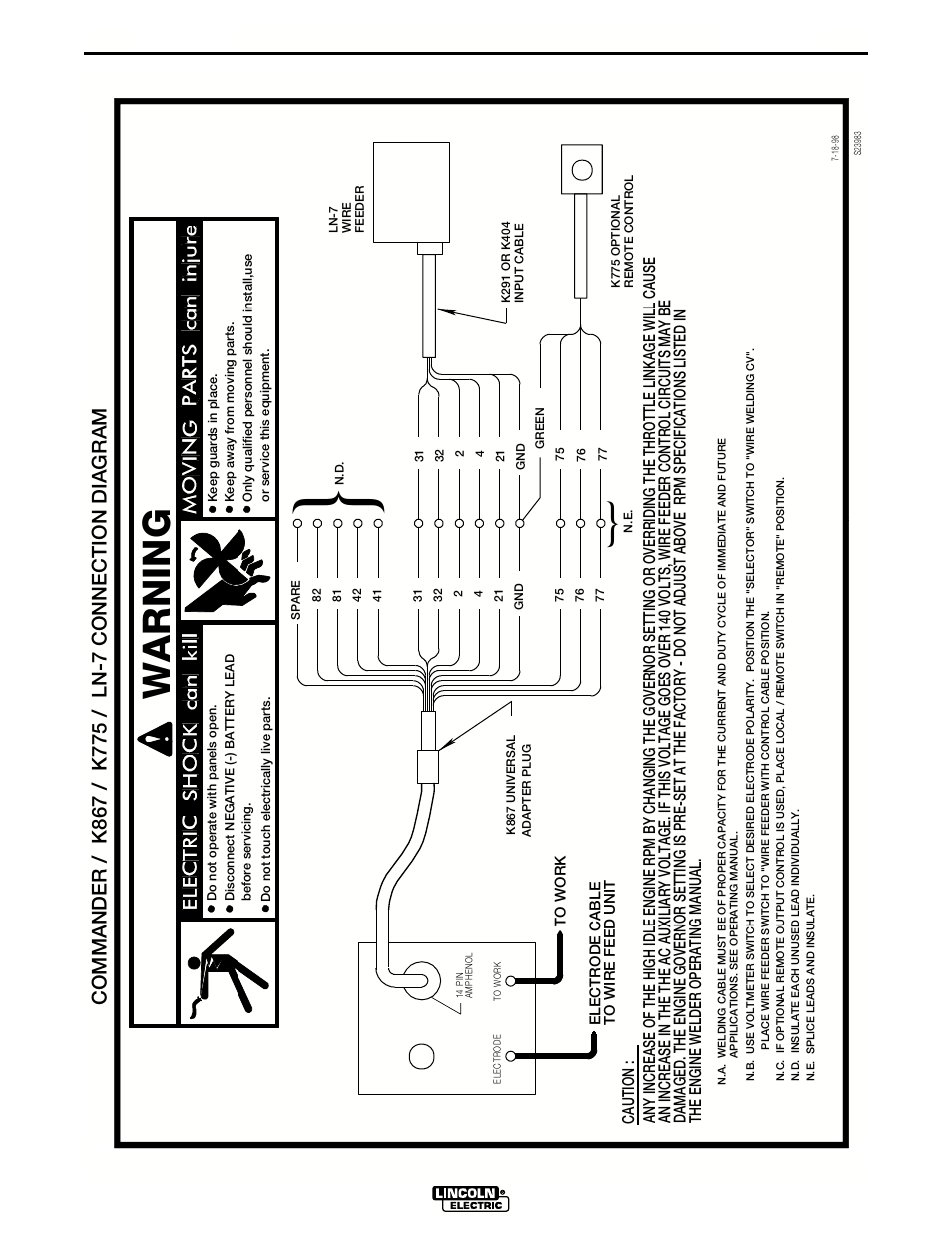 Warning, Diagrams, Connection diagram | Lincoln Electric IM644 Commander 500 User Manual | Page 39 / 54