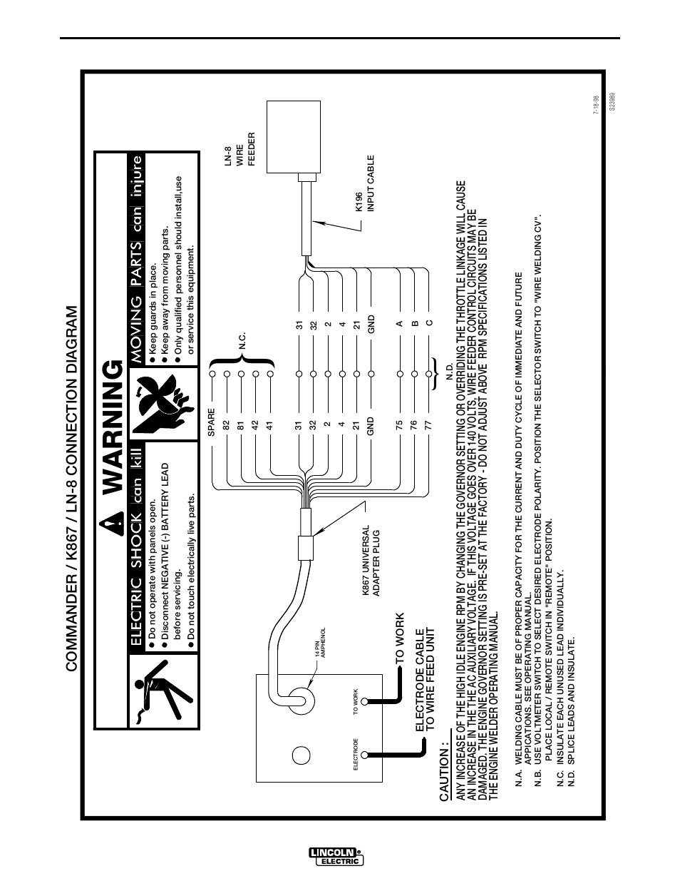 Warning, Diagrams, Connection diagram | Lincoln Electric IM644 Commander 500 User Manual | Page 42 / 54