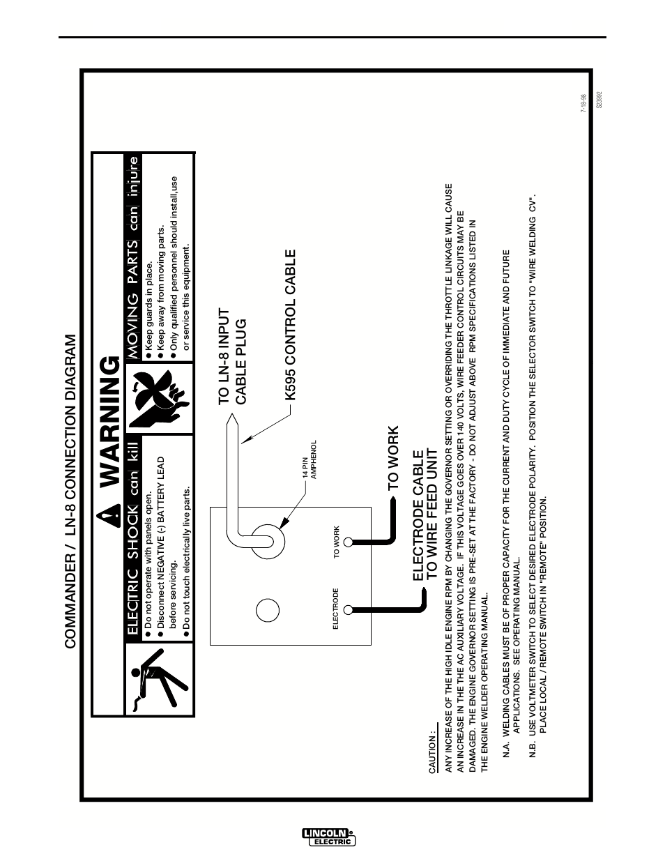 Warning, Diagrams, Connection diagram | Lincoln Electric IM644 Commander 500 User Manual | Page 45 / 54