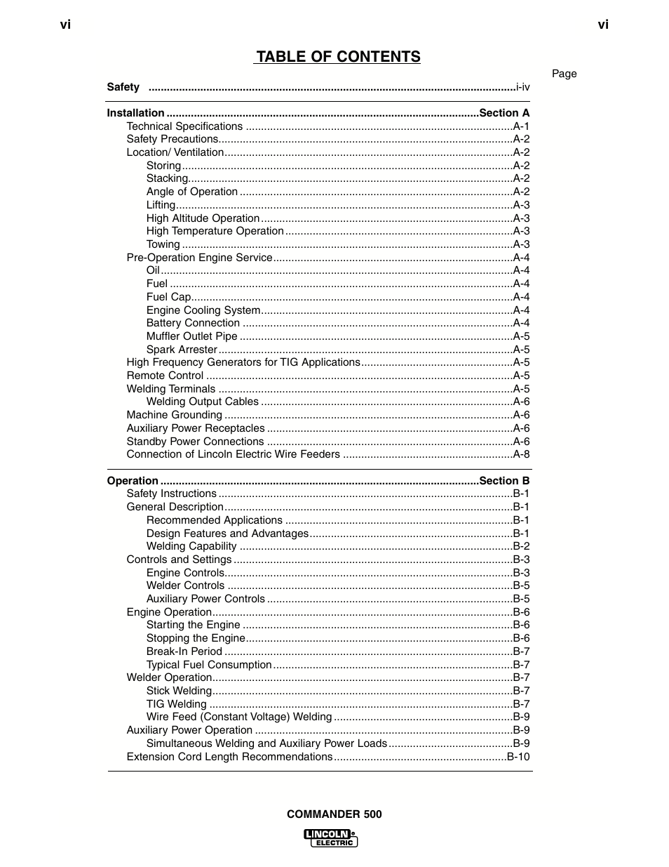 Lincoln Electric IM644 Commander 500 User Manual | Page 7 / 54