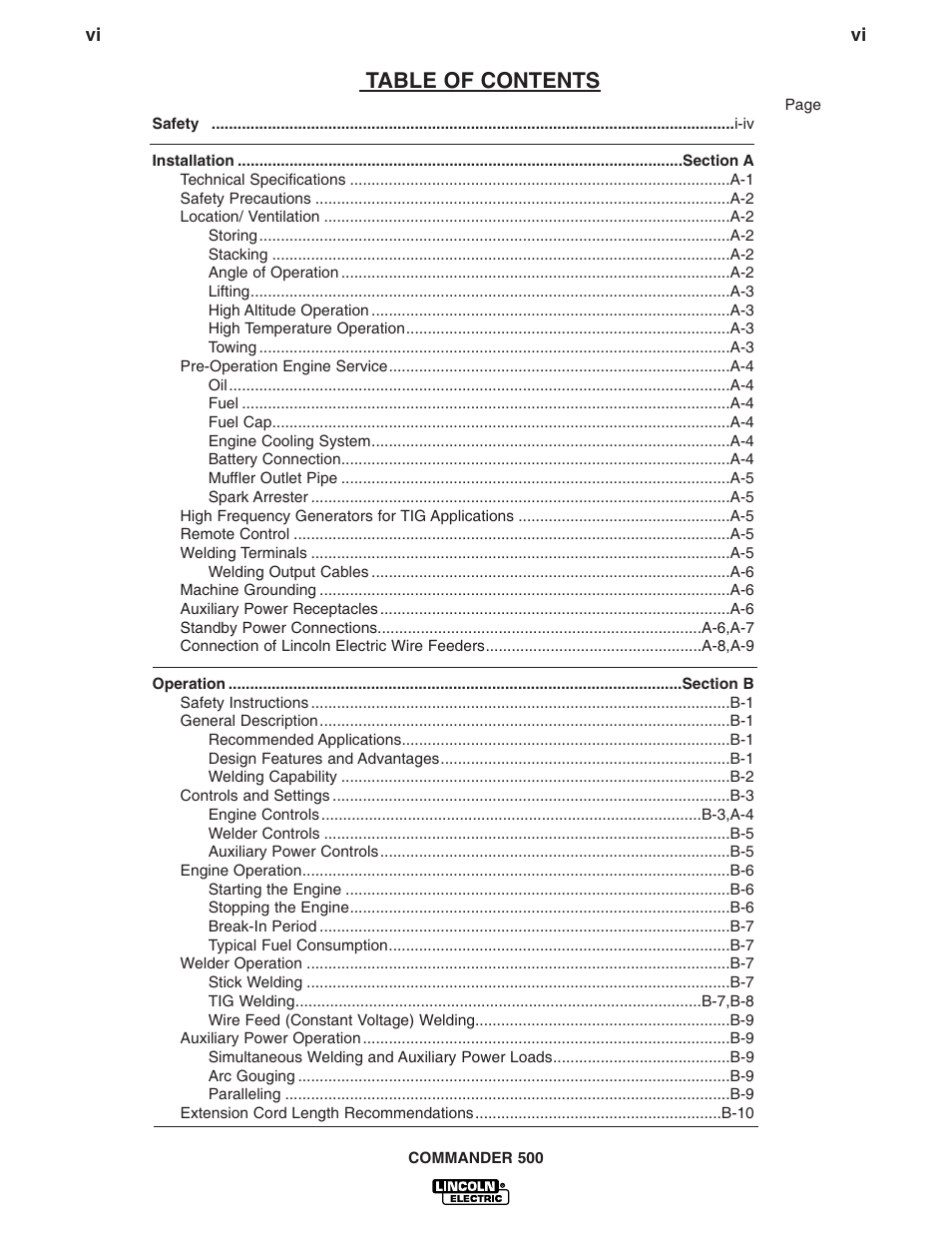 Lincoln Electric IM699 Commander 500 User Manual | Page 7 / 56