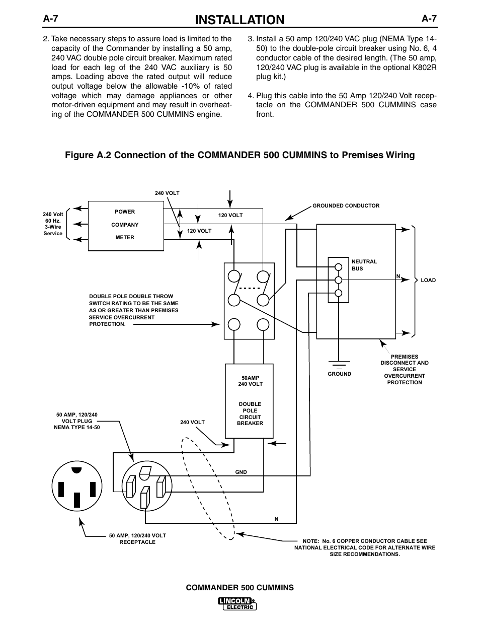 Installation, Commander 500 cummins | Lincoln Electric IM707 Commander 500 User Manual | Page 15 / 56