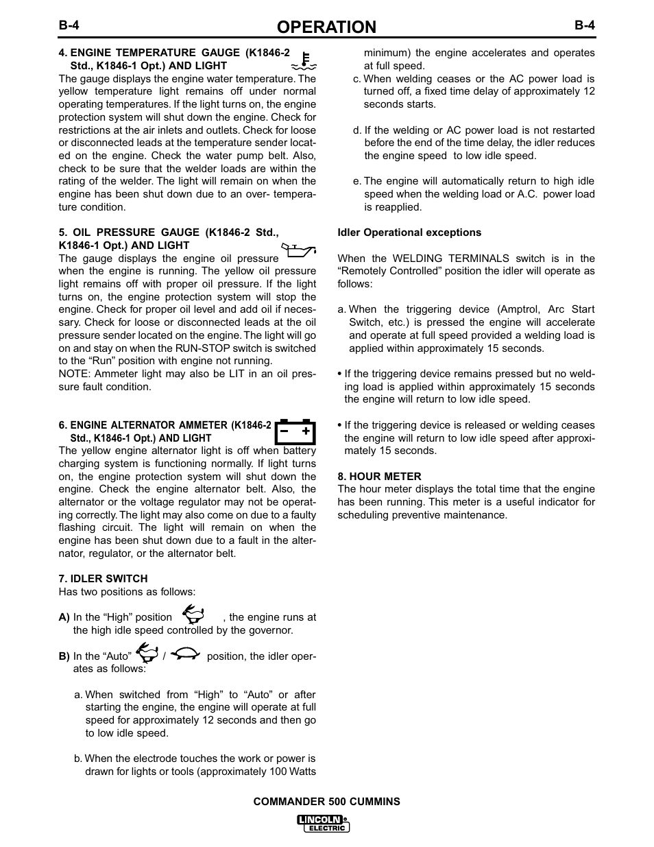 Operation | Lincoln Electric IM707 Commander 500 User Manual | Page 21 / 56