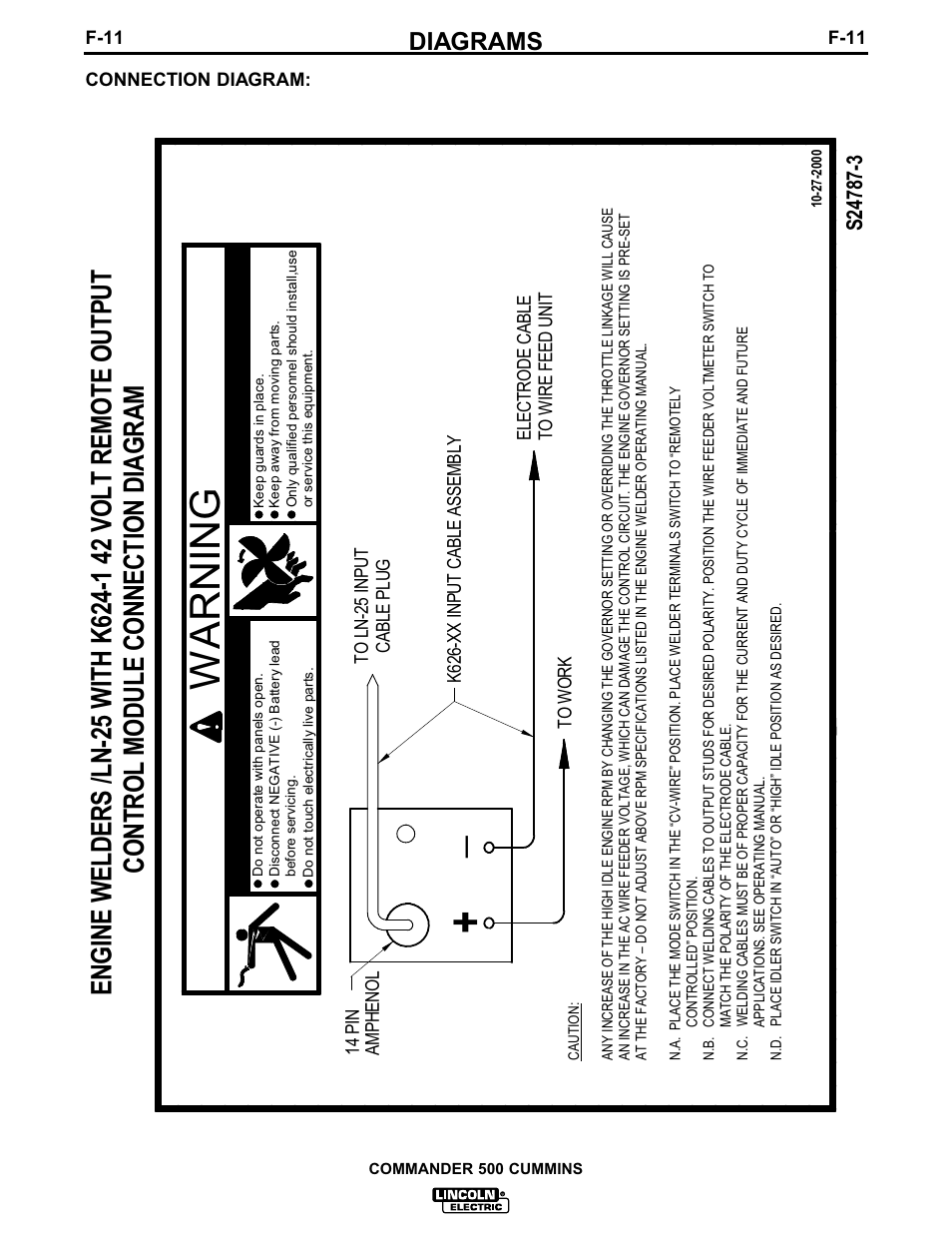 Warn ing, Diagrams | Lincoln Electric IM707 Commander 500 User Manual | Page 47 / 56