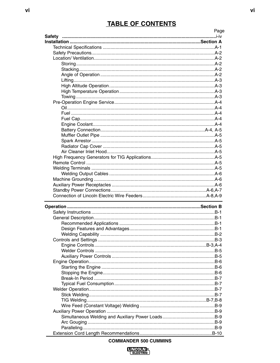 Lincoln Electric IM707 Commander 500 User Manual | Page 7 / 56