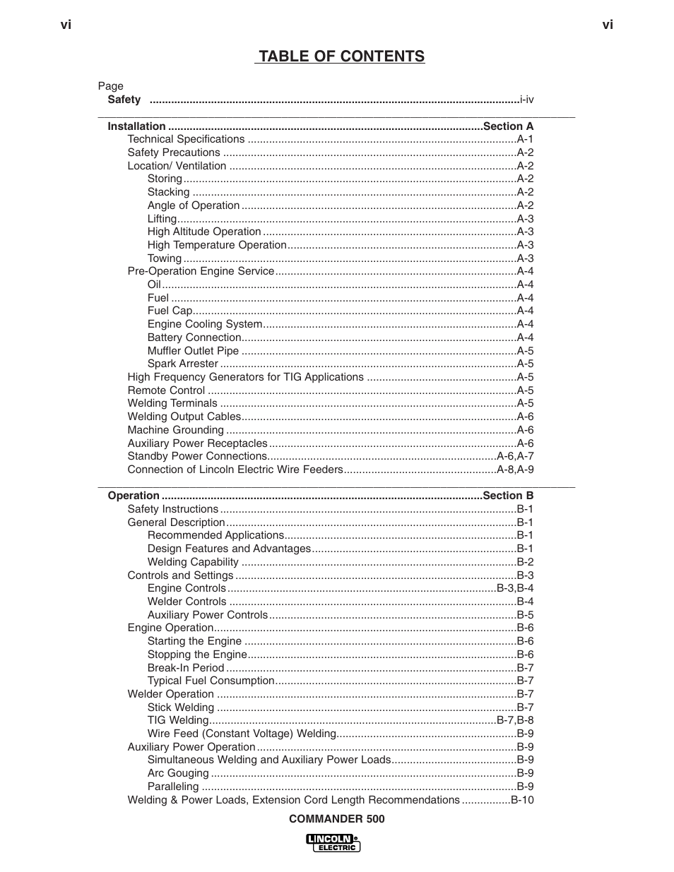 Lincoln Electric IM763 Commander 500 User Manual | Page 7 / 56