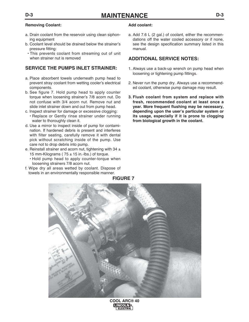 Maintenance | Lincoln Electric IM911 COOL ARC 40 STAND ALONE User Manual | Page 17 / 32