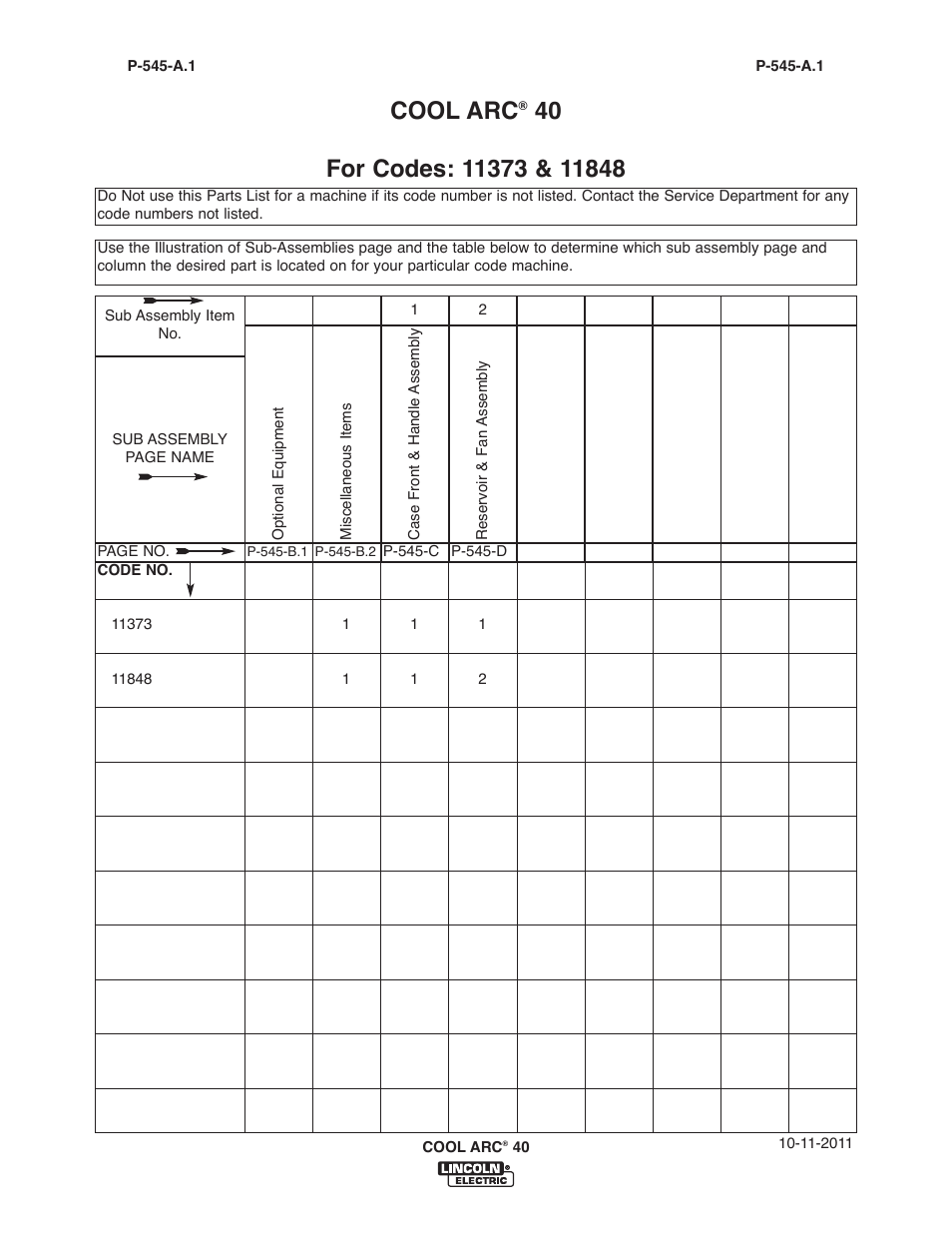 Cool arc | Lincoln Electric IM911 COOL ARC 40 STAND ALONE User Manual | Page 25 / 32