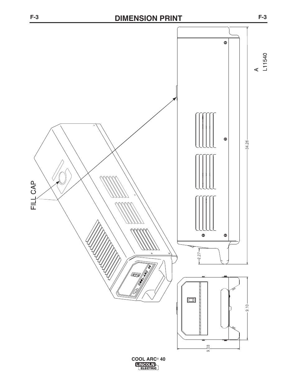 Dimension print | Lincoln Electric IM696 COOL ARC 40 STAND ALONE User Manual | Page 22 / 36