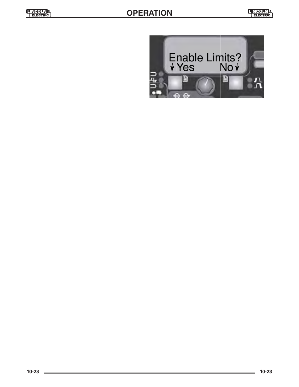 Enable limits? yes no | Lincoln Electric IM946 CRUISER Digital Tractor User Manual | Page 100 / 128