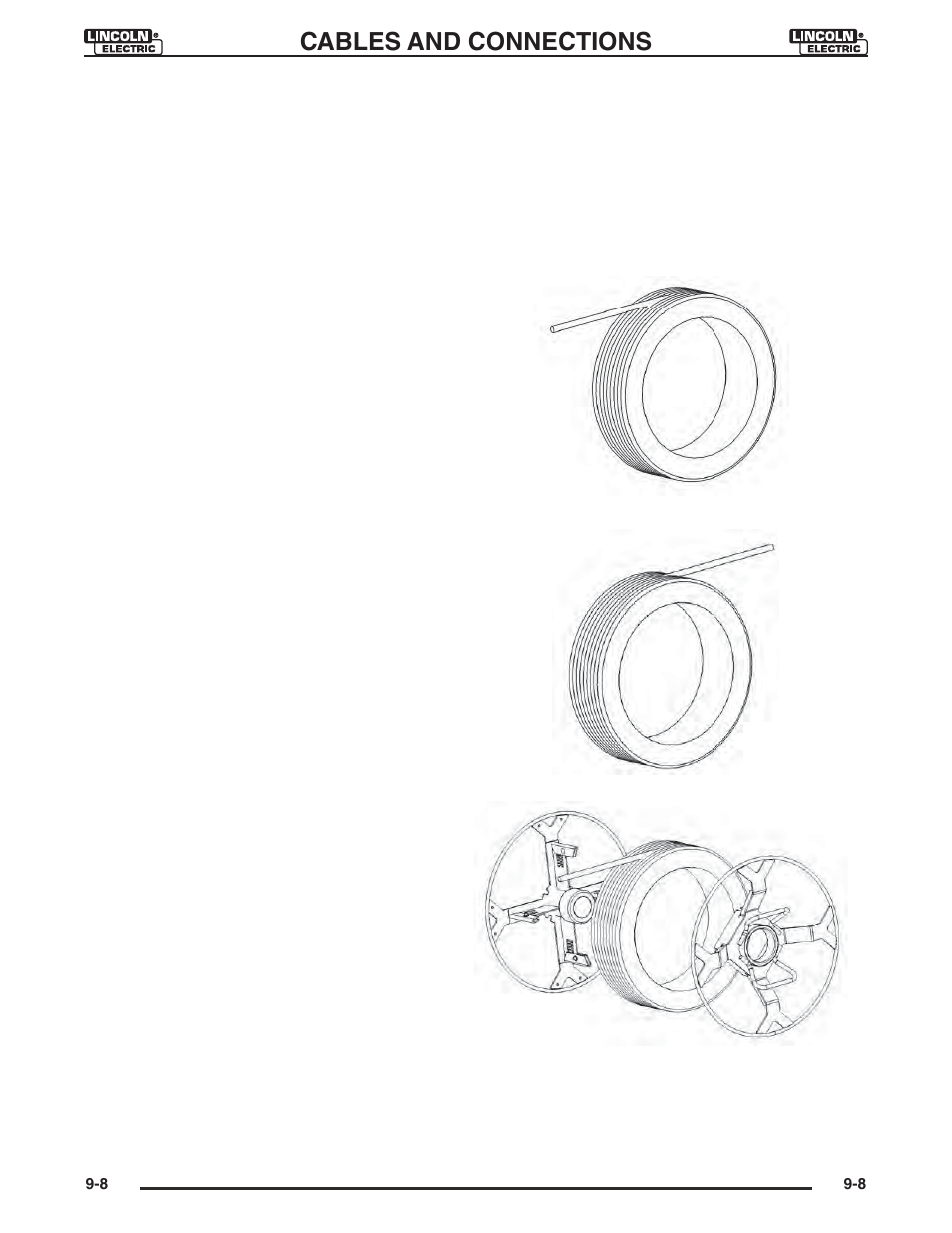 Loading electrode, Cables and connections, Loading a coil on to a reel | Lincoln Electric IM946 CRUISER Digital Tractor User Manual | Page 75 / 128