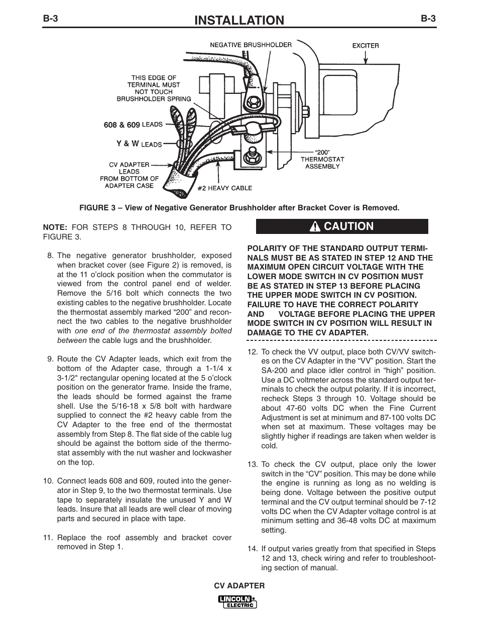 Installation, Caution | Lincoln Electric IM309 CV ADAPTER User Manual | Page 12 / 46