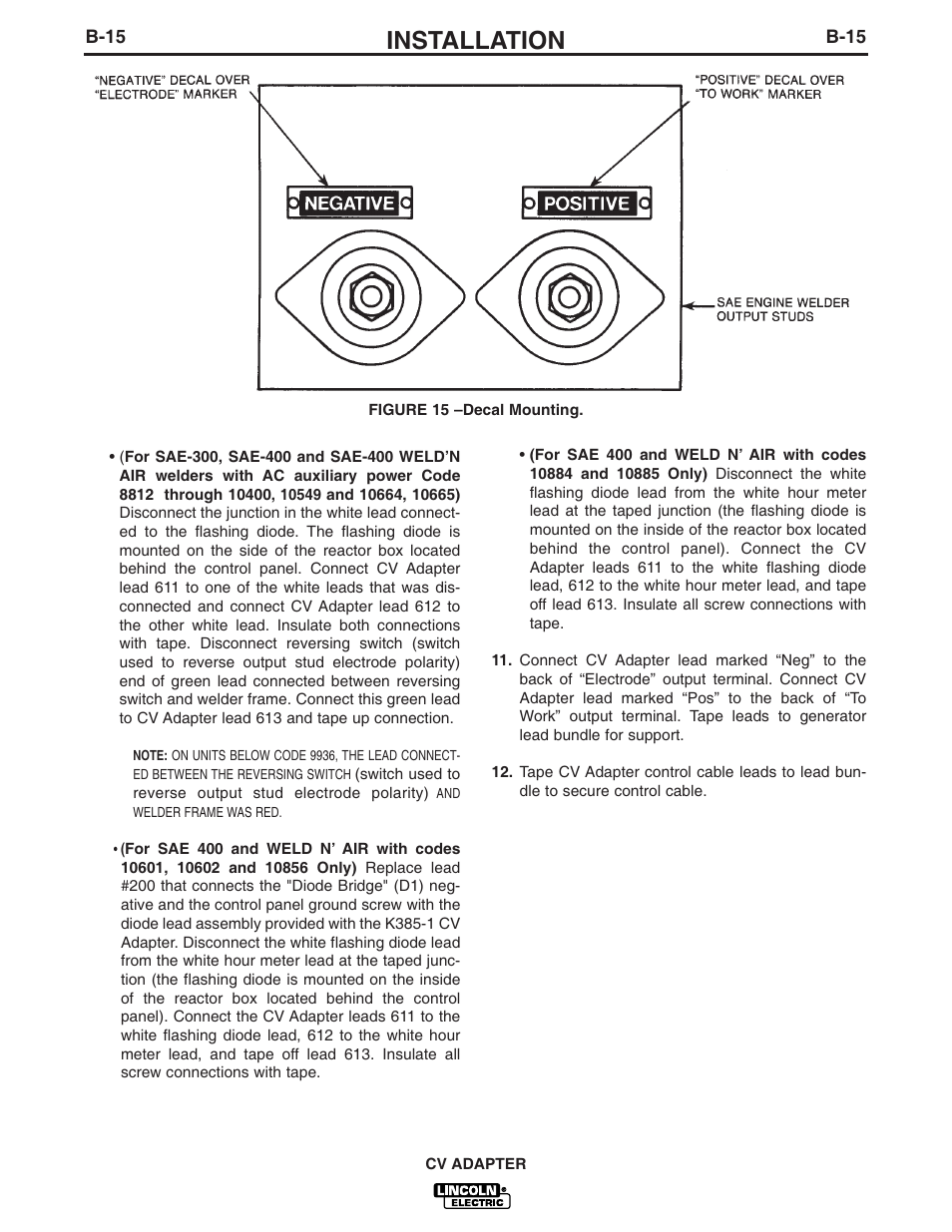 Installation | Lincoln Electric IM309 CV ADAPTER User Manual | Page 24 / 46