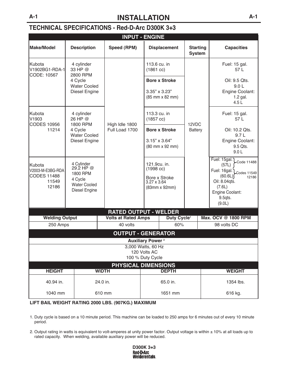 Installation | Lincoln Electric IM663 RED-D-ARC D300K 3+3 User Manual | Page 8 / 34