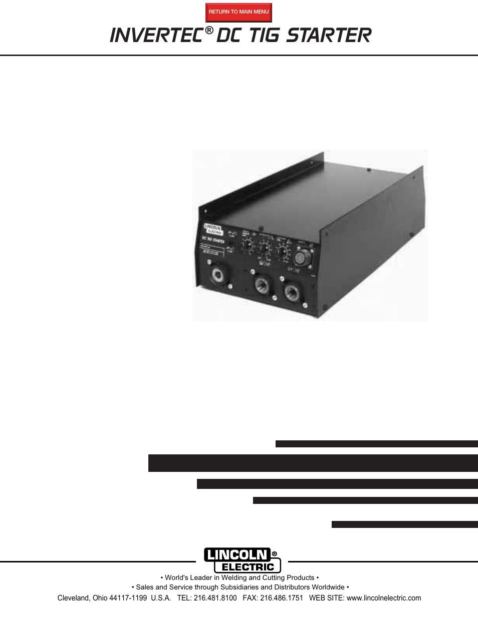 Lincoln Electric IM465 INVERTEC DC TIG STARTER User Manual | 33 pages