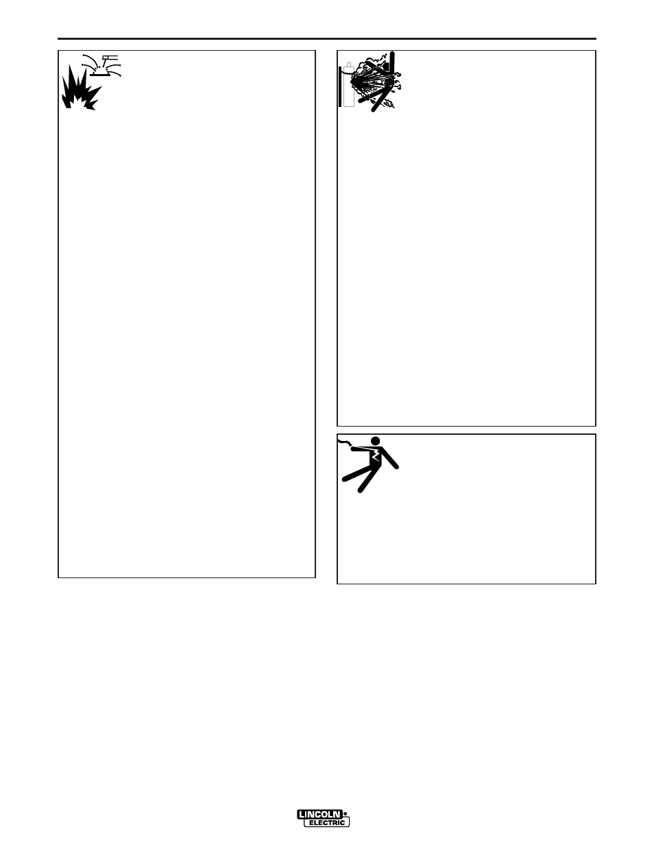 Safety, For electrically powered equipment, Cylinder may explode if damaged | Welding sparks can cause fire or explosion | Lincoln Electric IM830 EAGLE 10,000 User Manual | Page 4 / 36