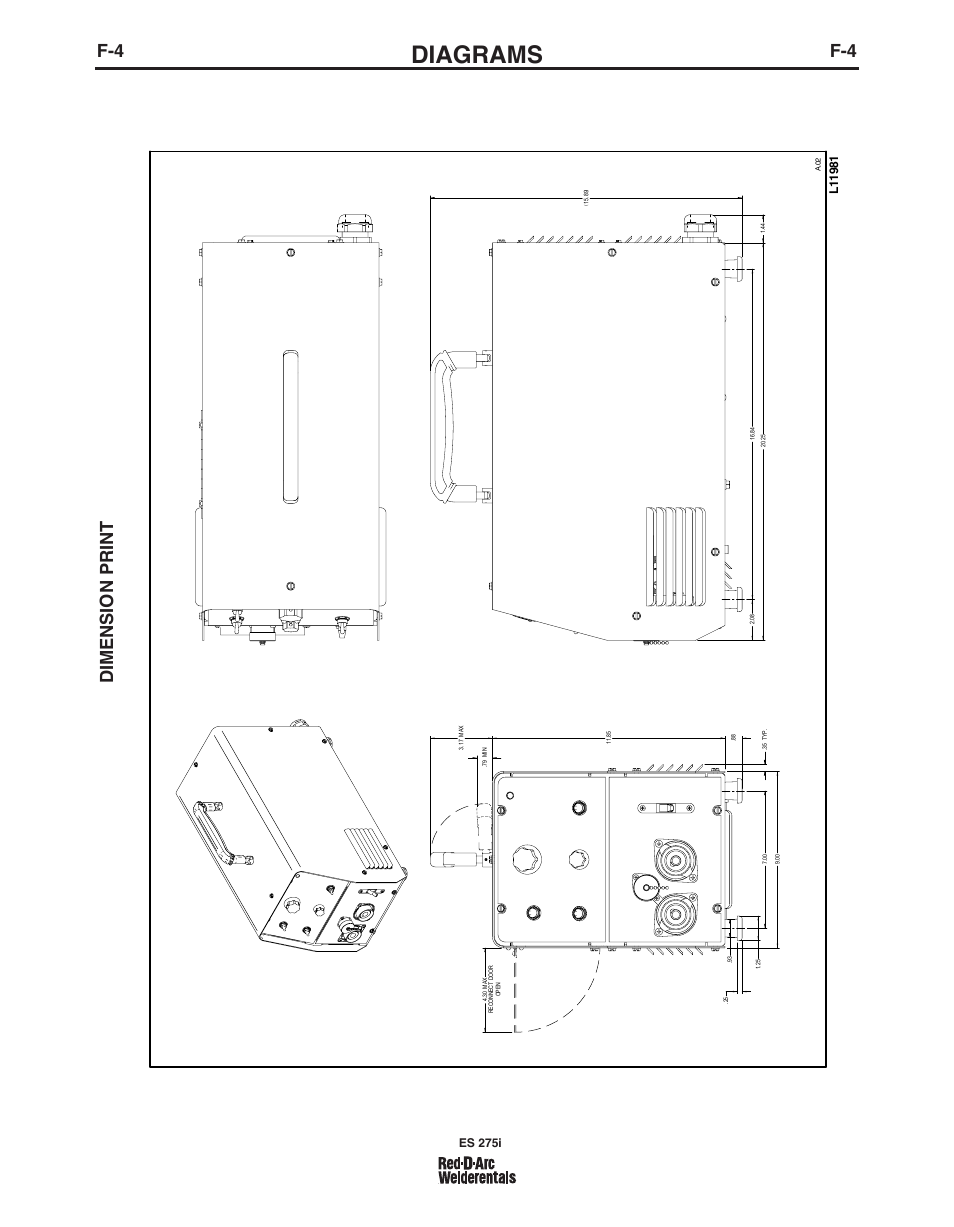 Diagrams, Dimension print | Lincoln Electric IM803 RED-D-ARC ES 275i User Manual | Page 28 / 32