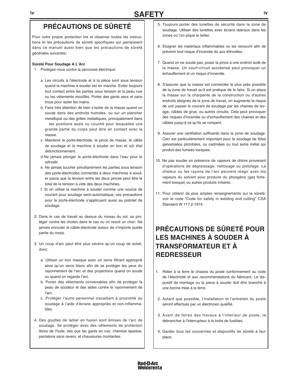 Safety, Précautions de sûreté | Lincoln Electric IM803 RED-D-ARC ES 275i User Manual | Page 5 / 32