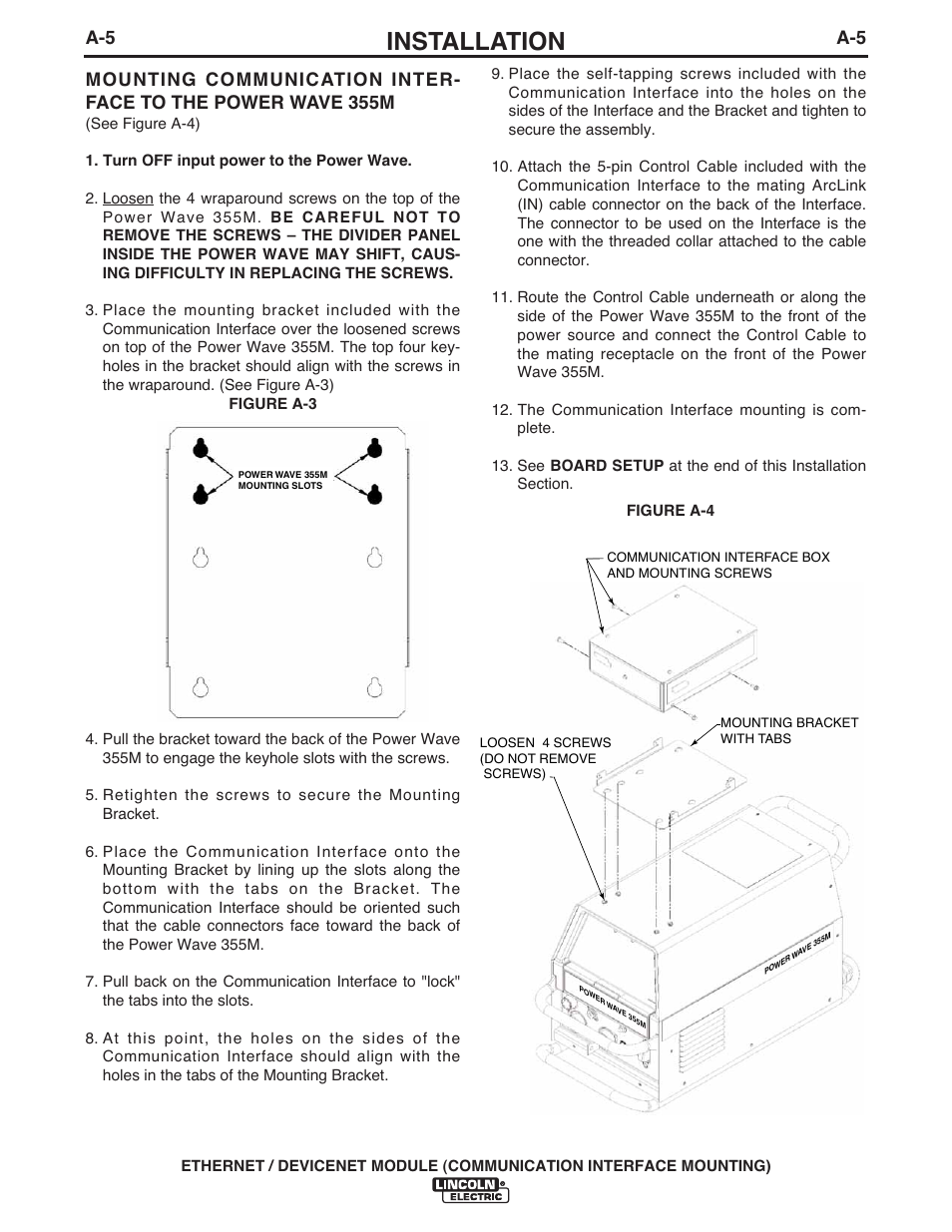 Installation | Lincoln Electric IM840 ETHERNET_DEVICENET MODULE K2436-1 User Manual | Page 12 / 32