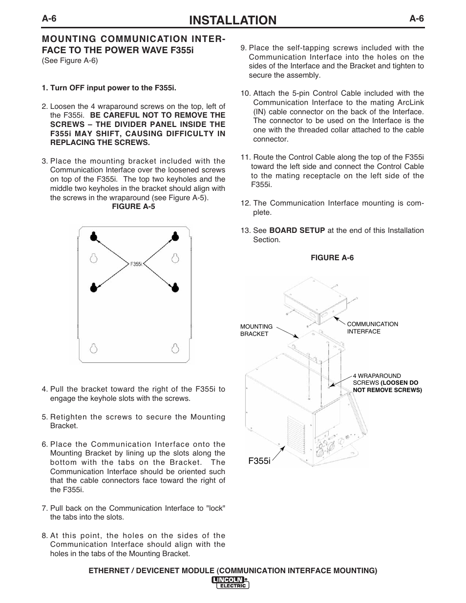 Installation | Lincoln Electric IM840 ETHERNET_DEVICENET MODULE K2436-1 User Manual | Page 13 / 32